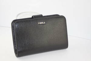 未使用品 FURLA フルラ バビロン コンパクトウォレット 黒 レザー