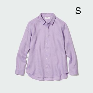 UNIQLO 春夏 プレミアムリネンシャツ パープル S 洗える 美品 長袖