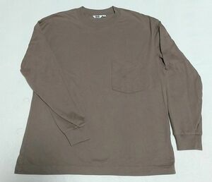 ユニクロU クルーネックT 長袖 Tシャツ Mサイズ ブラウン系 胸ポケット 男女兼用