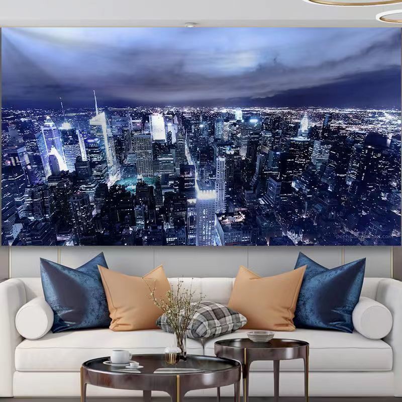 Tapiz Vista Nocturna Ciudad Colgante de Pared Tela Suministros de Decoración Decoración de Pared Mural Redecoración Habitación Cortina de Ventana Decoración Elegante Regalo de Personalidad, obra de arte, cuadro, otros