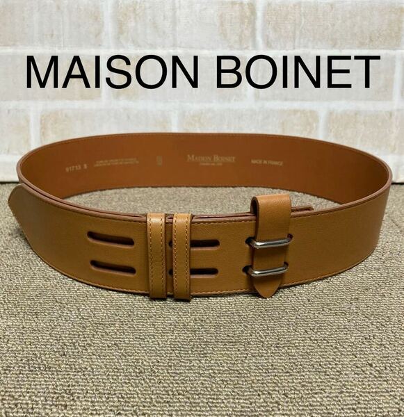 未使用　MAISON BOINET 幅広　キャメル　本革　ベルト　80