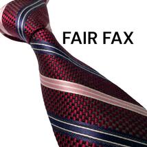 731.FAIR FAXネクタイ ストライプ柄 日本製レッド　肉厚_画像1