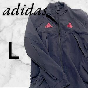 746.adidas ナイロン　ジャンパー　ブラック　Lサイズ　メッシュ　ジャケット アディダス