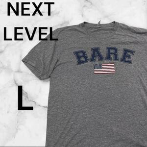 750.NEXT LEVEL Tシャツ　グレー　Lサイズ　アメリカ国旗