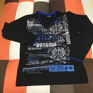 Tシャツ 長袖キラキラプリント派手メンズ＆ボーイTシャツちょっと大きめMサイズ中古