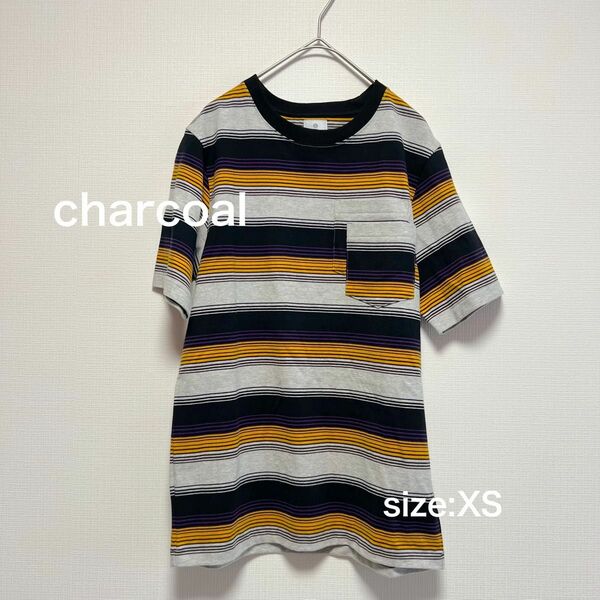 charcoal チャコール Tシャツ マルチボーダーT 半袖Tシャツ メンズXS