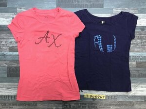 ARMANI EXCHANGE アルマーニエクスチェンジ レディース ロゴ入り 半袖Tシャツ 2点セット まとめ売り S・38 ピンク・ネイビー