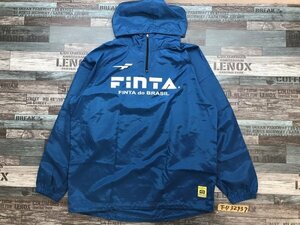 FinTA メンズ ポリエステル ビッグロゴプリント 薄手 ハーフジップ プルパーカー 青 M(167-173)