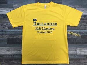 美品！ALL JEXER メンズ レディース ハーフマラソン フェスティバル 2015 ドライ 半袖Tシャツ L 黄色