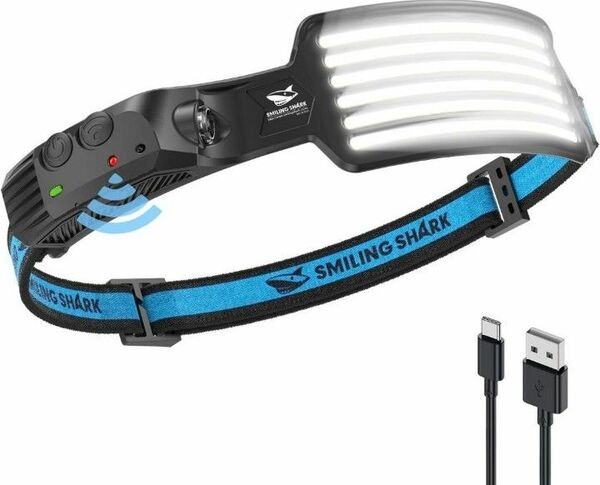 ヘッドライト LED Smiling Shark 白光 230°広角照明