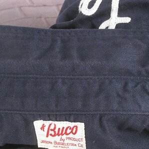 SH4095 REAL McCOY'S リアルマッコイズ BUCO ヘリンボーン 半袖ワークシャツ カスタム 14 美品 ネイビー系の画像6