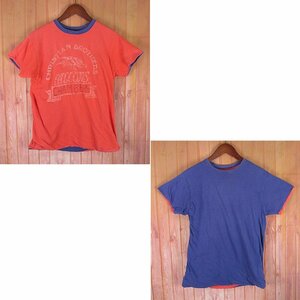 ST10246 Champion チャンピオン 80s リバーシブル Tシャツ トリコタグ USA製 レッド系×ネイビー系 LARGE