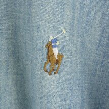 AS8381 Polo Ralph Lauren ポロラルフローレン シャンブレー ボタンダウンシャツ USED加工 ブルー系 L 未使用_画像4