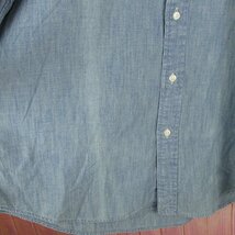AS8381 Polo Ralph Lauren ポロラルフローレン シャンブレー ボタンダウンシャツ USED加工 ブルー系 L 未使用_画像7