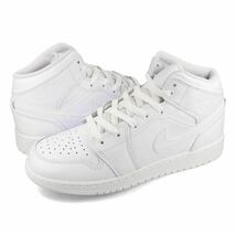 23 NIKE AIR JORDAN 1 MID ナイキ エア ジョーダン 1 ミッド ミドルカット スニーカー 23cm 未使用 554725 136 ホワイト_画像1