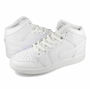 23.5 NIKE AIR JORDAN 1 MID ナイキ エア ジョーダン 1 ミッド ミドルカット スニーカー 23.5cm 未使用 554725 136 ホワイト