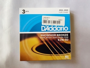 【1セット限り！】DADDARIO/ダダリオ / アコースティック弦/EJ16-3D 3-Pack / PHOSPHOR BRONZE/Light