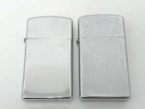 ZIPPO ジッポー SLIM スリム 1978年製 ヴィンテージ含む オイルライター 2点セット/2002年製/喫煙グッズ/シルバーカラー/05AK041004