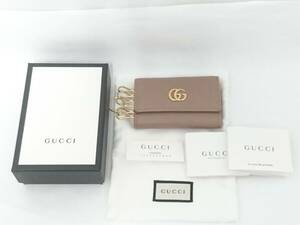 【美品】GUCCI グッチ GGマーモント 456118・2149 6連フック キーケース/保存袋 箱付き/本革/マーモントレザー/約6×9.5×2cm/01YZ041102