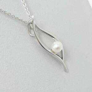 【美品】TASAKI 田崎真珠 シルバー留具 一粒本真珠 デザインネックレス/パール粒約4.8mm玉/ペンダント/アクセサリー/フォーマル/05AK041406の画像4