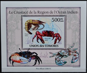 「TC308」コモロ諸島切手　2009年　カニ