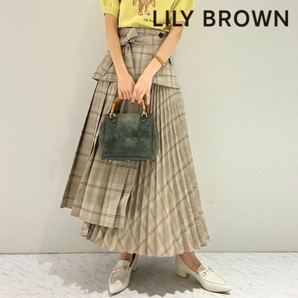 リリーブラウン プリーツコルセットスカート CHECK 1 Mサイズ