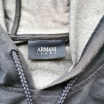 極美品 XLサイズ アルマーニジーンズ ARMANI JEANS デニム調パーカー フーディー スウェット ロゴパッチ インディゴ フード 紺色 _画像4