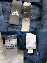 極美品 正規品 adidas アディダス 上下セット コットン ジャージ セットアップ 紺 ネイビー 白 ロゴ スウェット プルオーバー L スポーツ_画像9