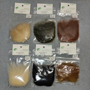 CANAL キャナル RAMSWOOL CREAM/TAN/OLIVE/DUN/BROWN/BLACK Fly Tying Materials 6個セット 毛鉤/フライマテリアル/フライ素材 官83