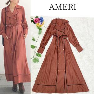 美品アメリ　LOOSE TRENCH LIKE DRESS　テラコッタ　S　ルーストレンチライクドレス　アメリヴィンテージ ameri vintage