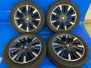 純正タイヤホイール4本セット MK53S　スペーシアカスタム 15×4.5J+45 PCD100 H4 165/55R15 タイヤ山7分 2022年 440231 コンテナ