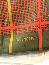 GIVENCHY　ジバンシィ　スカーフ　ショール　ストール　シルク　カーキ×レッド　76×76_画像2