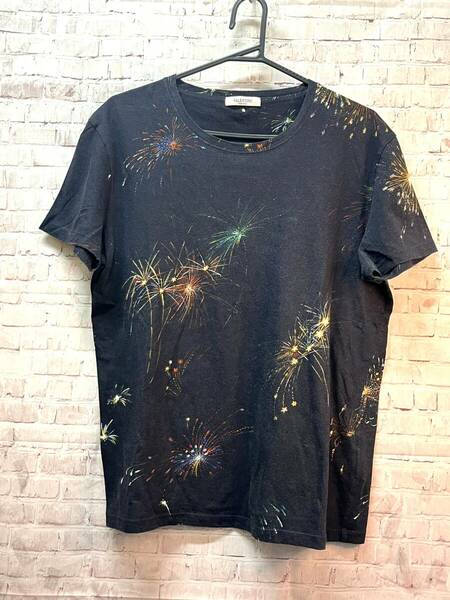 【良品】VALENTINO ヴァレンティノ　Slim-Fit Firework-Print Cotton-Jersey T-Shirt 花火　Tシャツ　メンズ　S