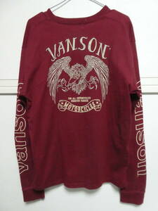 VANSON バンソン ロングTシャツ　刺繍　XL　ブルド―　袖プリント