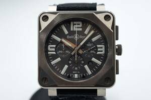 U4203/【中古品】Bell&Ross ベルアンドロス BR01-94 TT BR01-94 Pro Titanium プロ チタン二ウム 自動巻き グレー文字盤 スクエア 保証書付