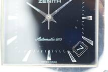 U4146/【中古品】ZENITH ゼニス クラスエリート デイト スクエア 90/10.0100.670 自動巻き ブラック メンズ ヴィンテージ ステンレス_画像4