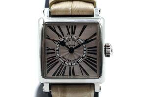 U4204/【中古品】FRANCK MULLER フランクミュラー マスタースクエア 6002 P QZ R ギョーシェ シルバー アラビア クォーツ レディース