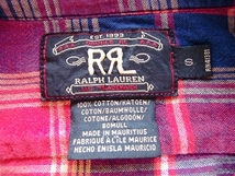 希少☆ RRL ダブルアールエル RALPHLAUREN ☆長袖シャツ Sサイズ ピンク×紺×ベージュチェック 胸ポケット2つ有 100％COTTON_画像3