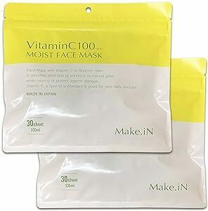 14【2袋セット】Make.iN Vitamin C 100 MOIST FACE MASK 30枚入 ビタミンC モイスト フェイスマスク パック 日本製 保湿 スキンケア