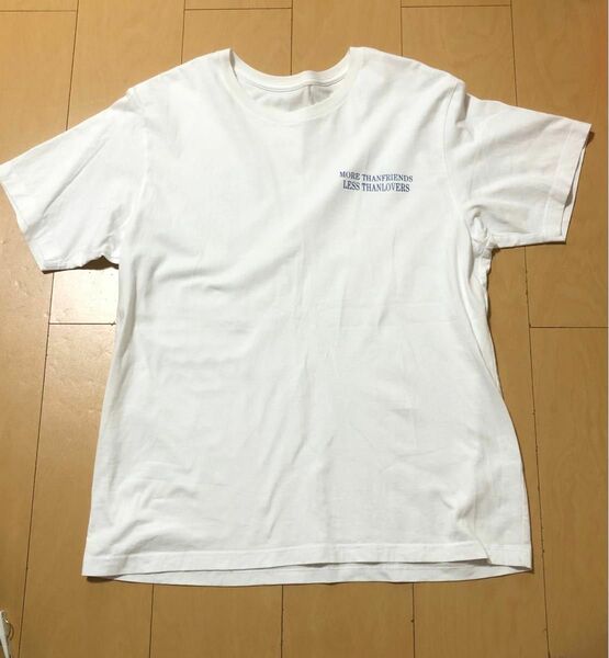 白Tシャツ　青字ロゴ　フリーサイズ