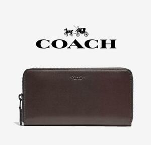 COACH コーチ 長財布 スポーツカーフレザー 本革 茶色 ラウンドジップ ダークブラウン 新品未使用 プレゼント ロゴ