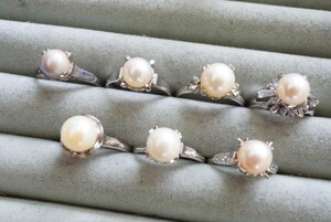 B85 全てアコヤ真珠 本真珠 パール リング 指輪 ヴィンテージ アクセサリー 大量 セット まとめて おまとめ まとめ売り SILVER含む