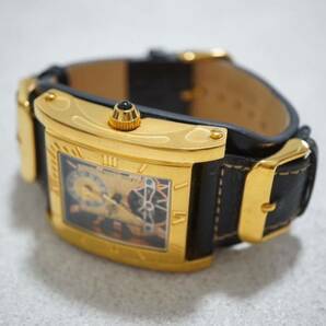 F406 稼動品 KEITH VALLER/キースバリー スケルトン メンズ 腕時計 スクエア クォーツ ゴールドカラー ブランド アクセサリー の画像4