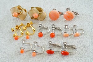 B580 red ..book@.. earrings both ear ..7 point Vintage accessory large amount together . summarize set sale natural san . coral coral 