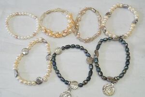 B639ps.@ pearl fresh water pearl bracele Vintage accessory large amount set together . summarize set sale bangle arm wheel 