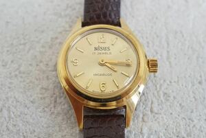 F540 Nisus INCABLOC/ in ka block hand winding lady's wristwatch 17 stone Gold color SWISS MADE/ Switzerland made accessory immovable goods 