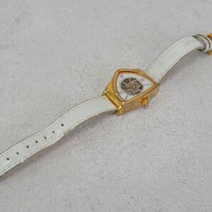 F539 稼動品 COGU/コグ AUTOMATIC/自動巻き スケルトン ダイヤモンド付き レディース 腕時計 ゴールドカラー ブランド アクセサリー の画像9