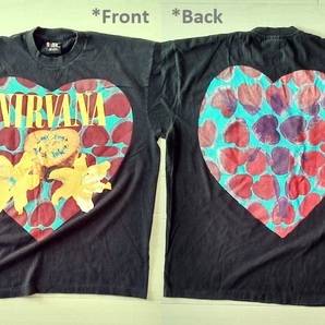 ［ L ］「 NIRVANA Heart Shaped Box ニルヴァーナ kurt cobain カートコバーン バンド ビンテージスタイル プリントTシャツ(*BIO) 」新品の画像1