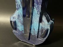 Daum FRANCE ドーム 彫刻デザイン フラワーベース ガラス工芸 ブルー系_画像5