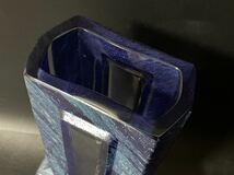 Daum FRANCE ドーム 彫刻デザイン フラワーベース ガラス工芸 ブルー系_画像4